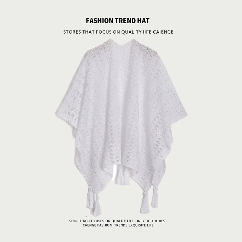 RetroHollowed Out NewKnitted EthnicStyle Cardigan withTassel for Women Thin StyleSpring and AutumnStyleCheongsam Outerwear Cloak