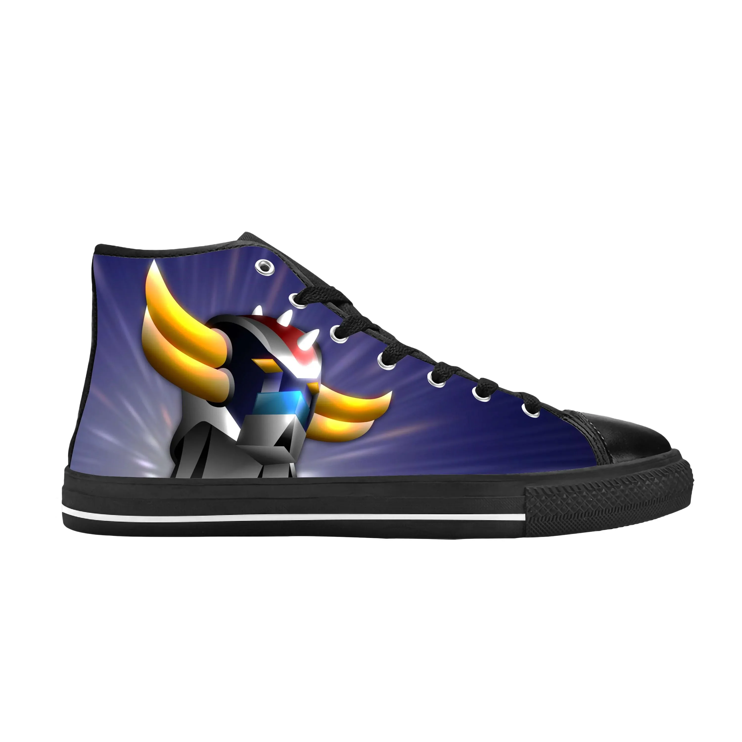 Anime Cartoon Casual Pano Sapatos para Homens e Mulheres, Manga, UFO, Grendizer, Goldrake, Top Alto, Confortável, Respirável, Estampado em 3D, Tênis