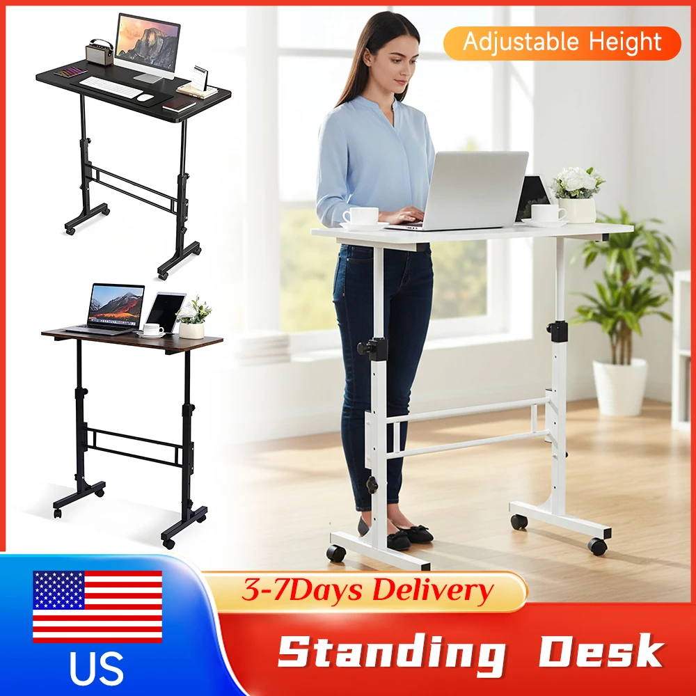 

Adjustable Height Mobile Standing Desk 16x31.5 Inch Rolling Laptop Computer Desk with Wheels Ergonomic Desk for Home Office Room