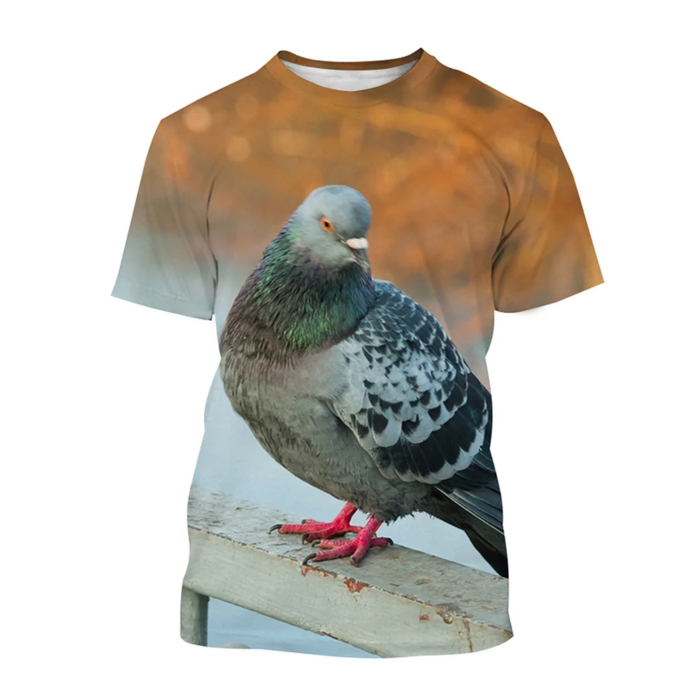 

Fashion Animal Pigeon 3D Print Bird T-Shirts Summer Men O-Neck Short Sleeve T shirt Casual Oversized Tops Streetwear Kid Clothes