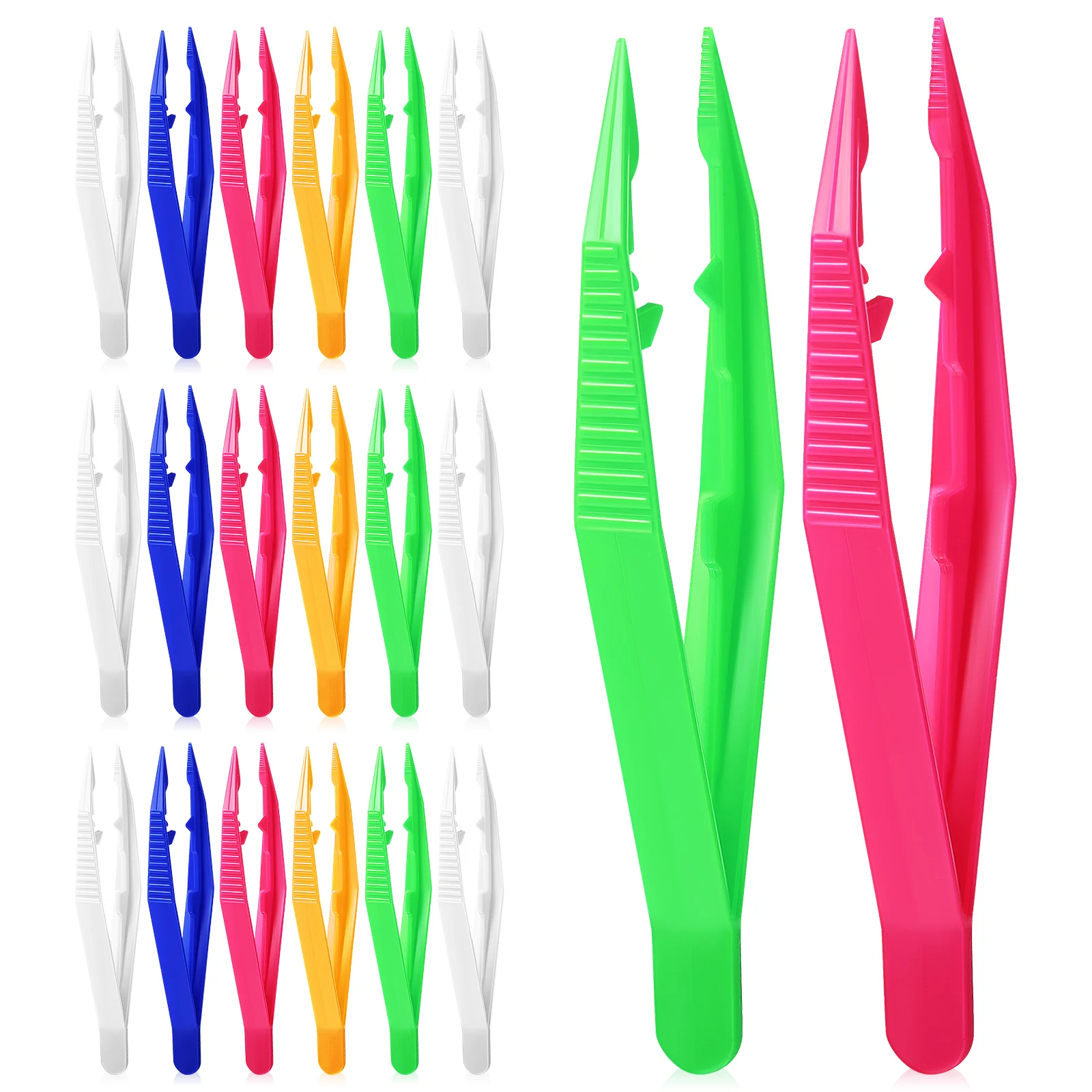 

20Pcs Kids Tweezers Serrated Tapered End Design Beads Jewelry Making Craft Tools Tweezers Craft Tools, Plastic Tweezer