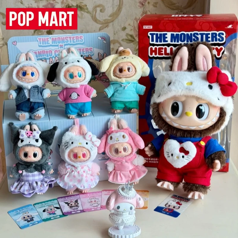 

В наличии: Pop Mart The Monsters X Sanrio Family Labubu Hello Kitty Kuromi — виниловые плюшевые куклы-брелоки, игрушки-сюрпризы, фигурки Kawaii
