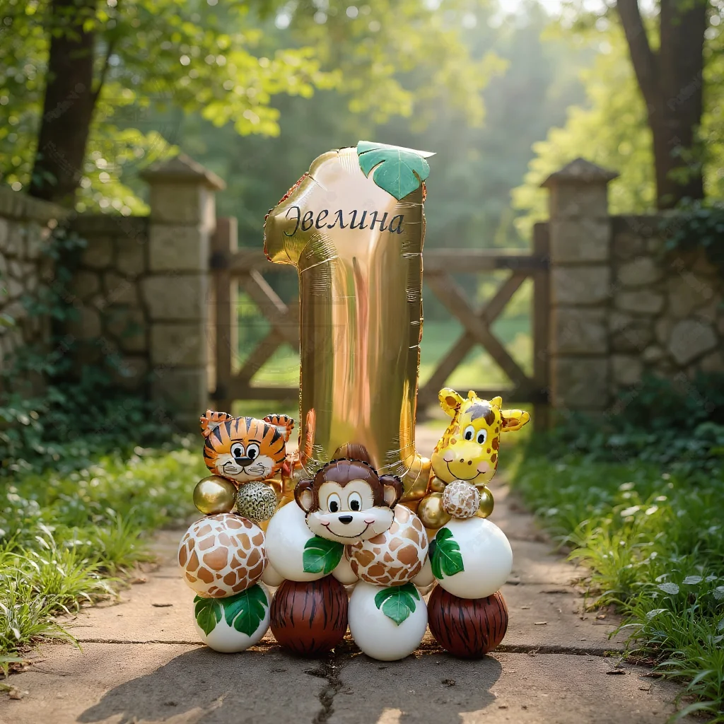 42 قطعة من بالونات حيوانات سفاري الغابة جارلاند الرملية البيضاء للأطفال لعبة زينة حفلات أعياد الميلاد البرية وحفلات استقبال المولود الجديد #3