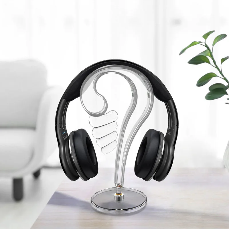 Removable Headset Stand Transparent ABS Finger Shape Universal Computer Headset Hook Hanger with Broad Base