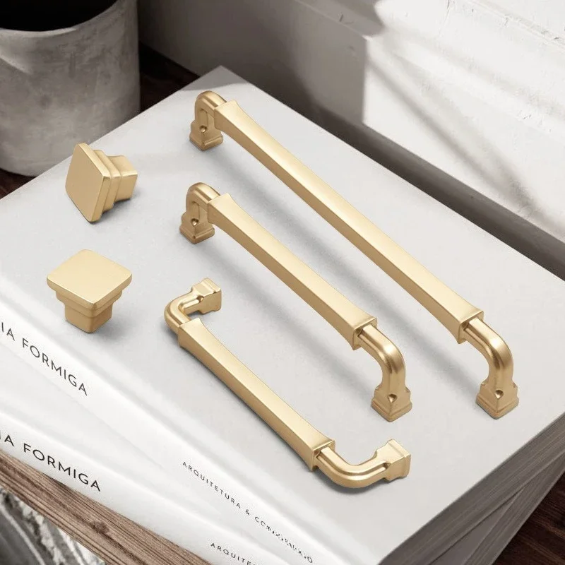 yesBrushed Gold Vintage Knobs Cabinet Handles for Wardrobe Dresser Bedroom Bathroom Living Room Hotel Use