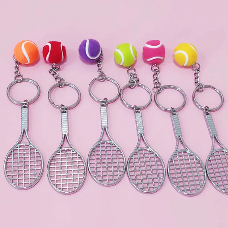 72Pcs Sport Mini Tennis Racket Pendant Keychain Keyring Key Chain Ring Finder Holer Jewelry Accessories Gifts for Teenager Fan