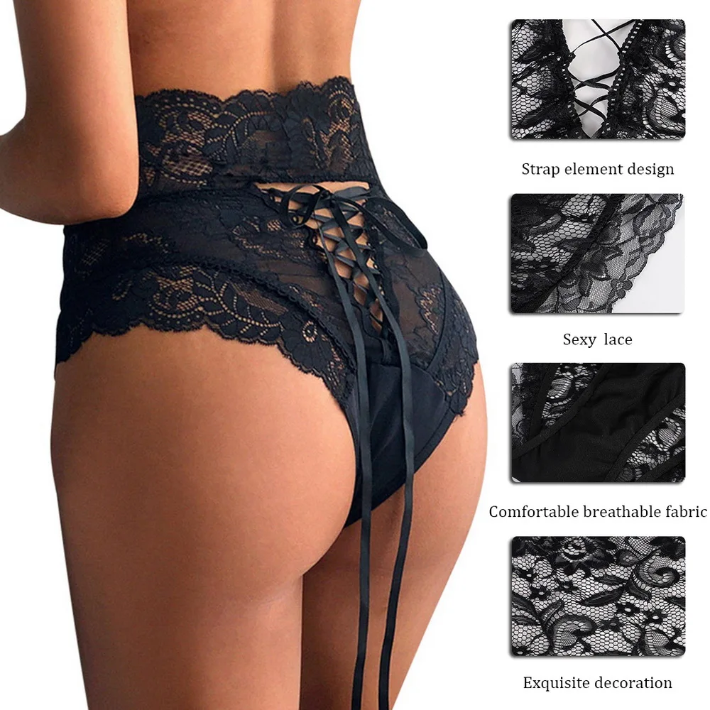 Sexy Lace Floral Panties for Women, Hollow Out Knickers, High Waist, Transparent Underpant, Exotic Lingerie,  Briefs, Plus Size