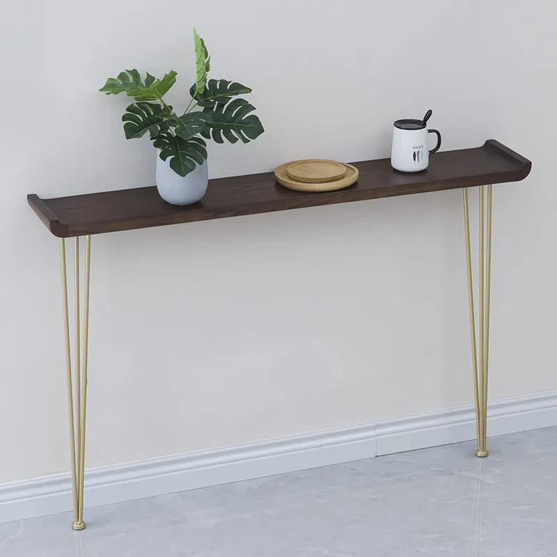 Solid Wood Console Table with Riser Edge, Wall-Mounted Entryway Shelf, Minimalist Long Entryway Table for Home Decor Accent