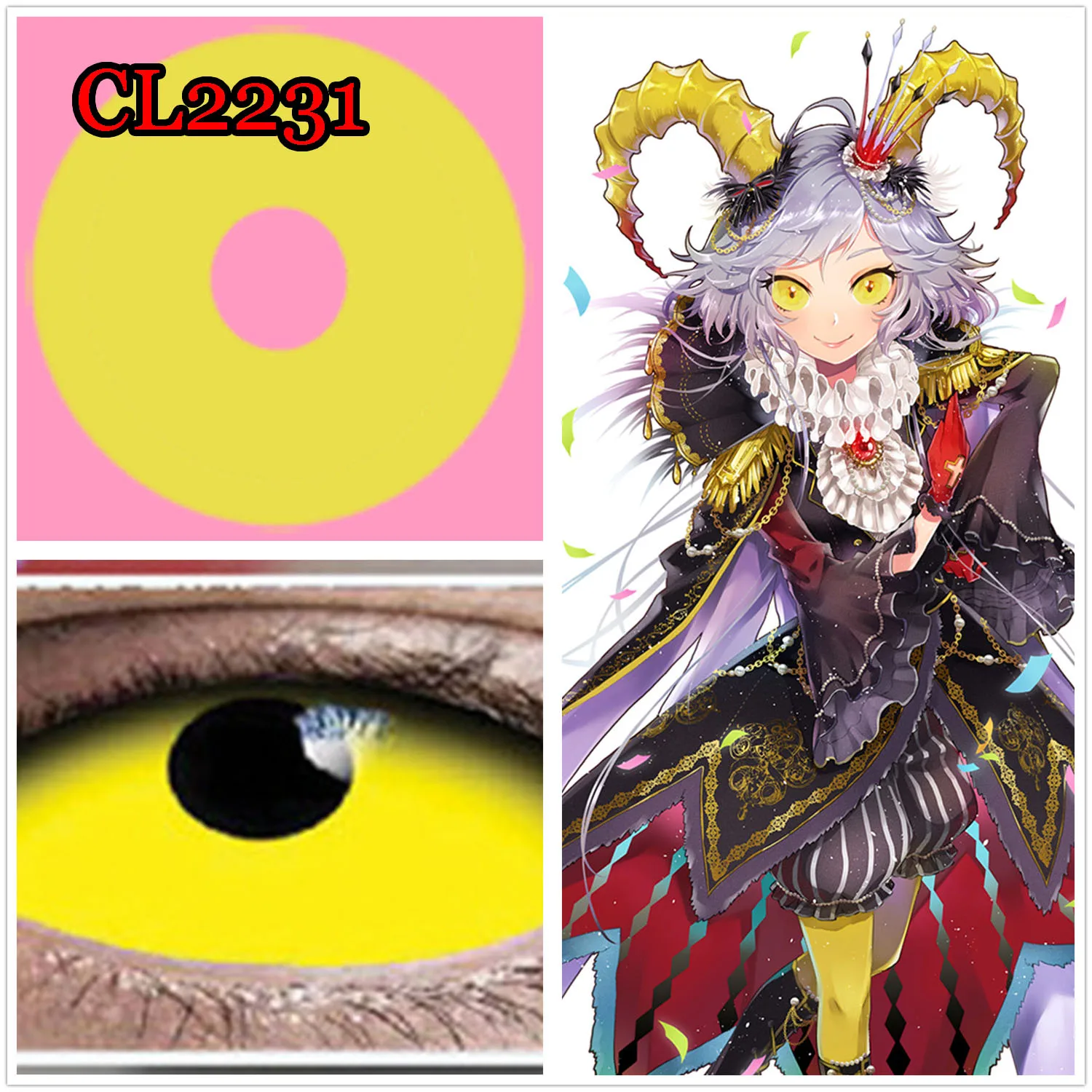 22mm Full Eye Red Sclera Soft Contacts Lenses for Cosmetic Halloween Carnival Anime Accessories CL2201