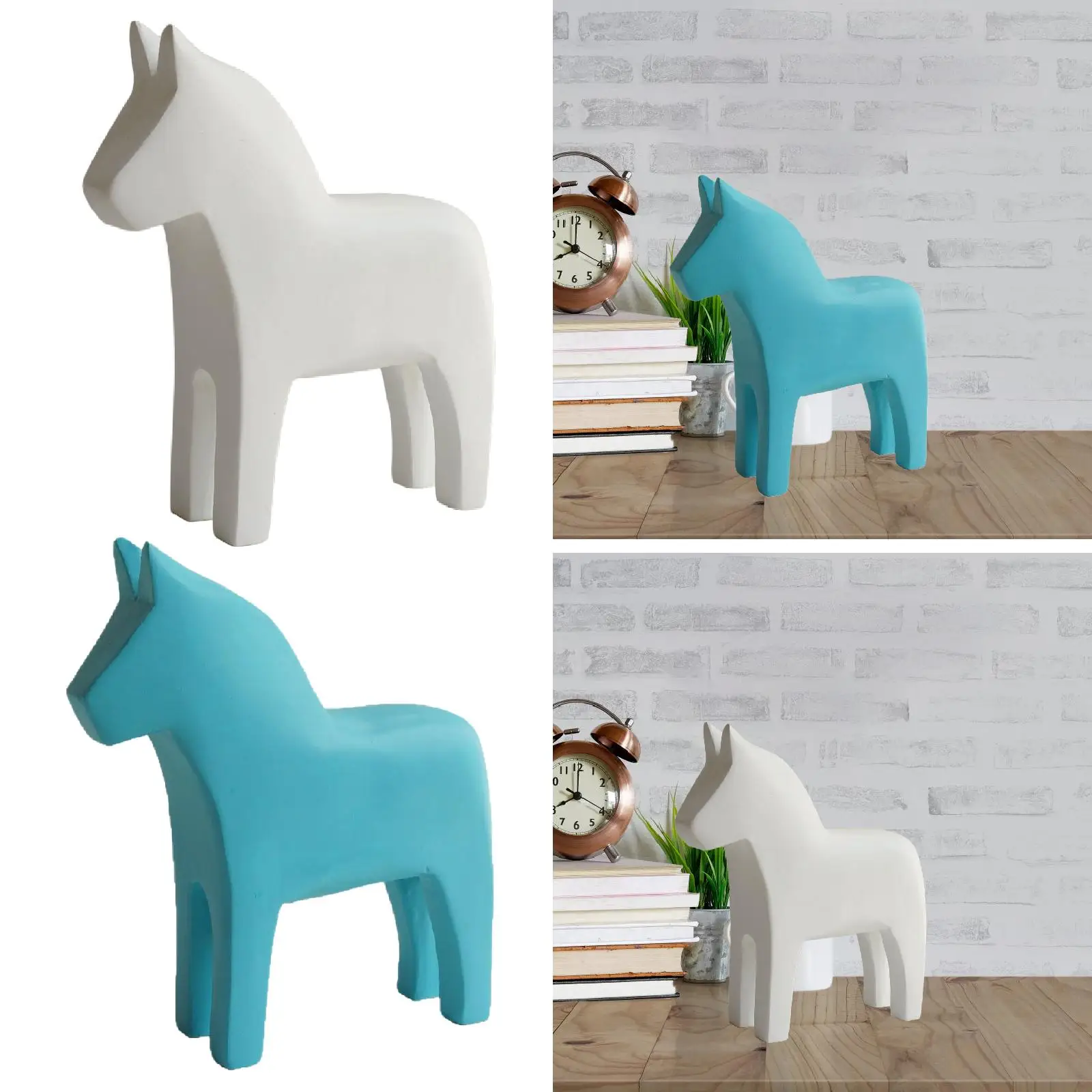 Swedish Dala Horse Wood Hand Carved Gift Statue for Holiday Cabinet Parties