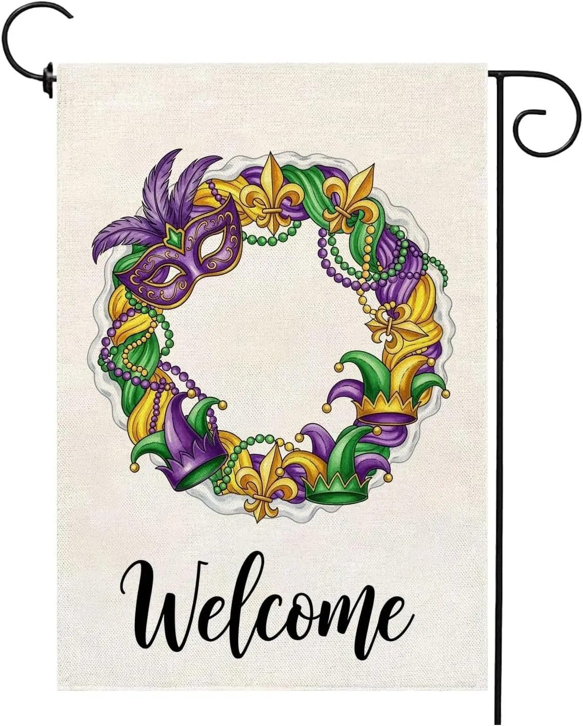 Mardi Gras Donut Garden Flag 12x18 Inch Double Sided For Outside Mask Fleur de Lis Welcome New Orleans Carnival Yard Outdoor EEZ