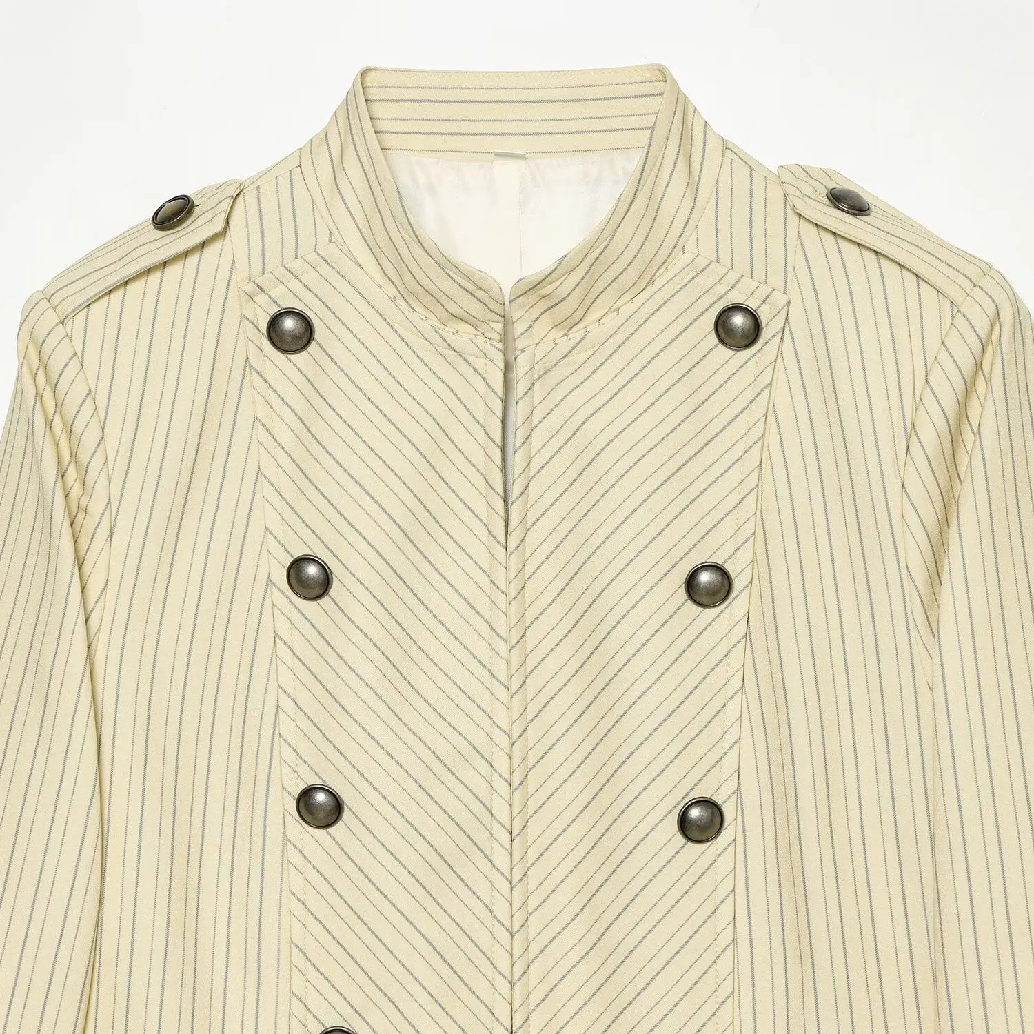 KASLEAD New Women's Street Style Jacket Double Row Buttons Shoulder Length Outerwear Polyester Fiber 100% Autumn Season