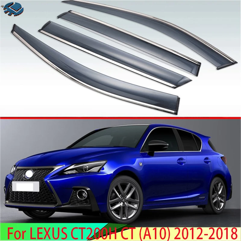 

For LEXUS CT200H CT (A10) 2012-2018 Plastic Exterior Visor Vent Shades Window Sun Rain Guard Deflector 4pcs 2013 2014 2015 2016