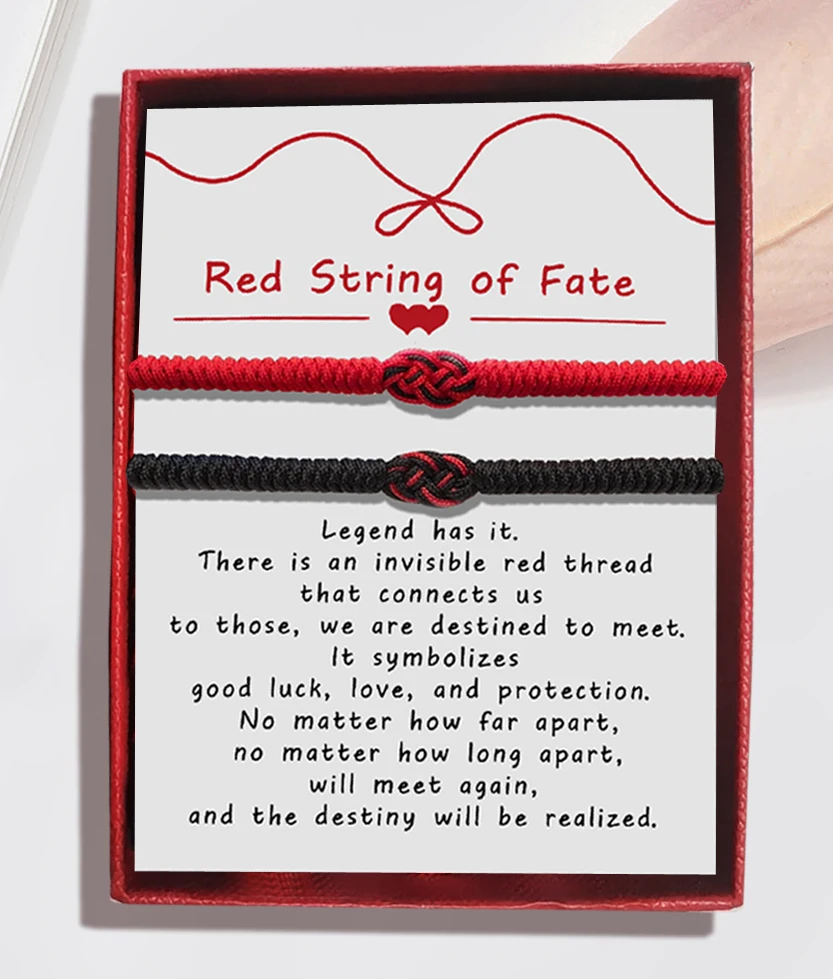 Bracelet de couple pour hommes, cadeau de relation longue distance du destin rouge pour petite amie, cadeau d'anniversaire Unique pour la saint-valentin