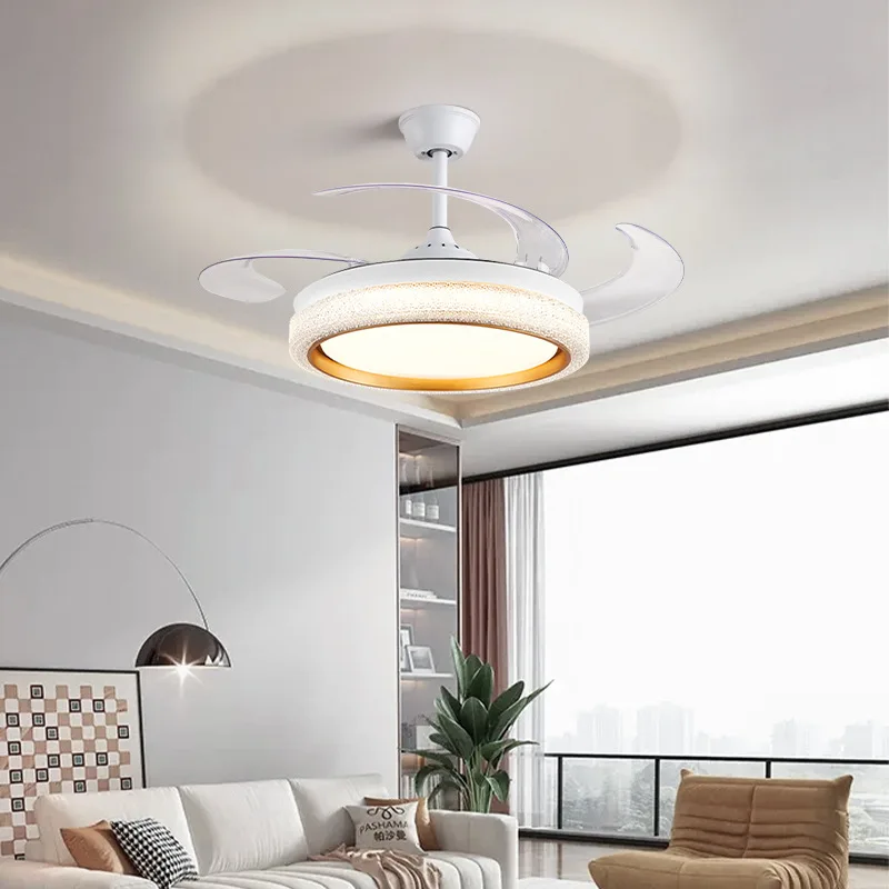 96W Luxury modern gold invisible fan LED living room dining room indoor bedroom high-end lighting fixtures with fans