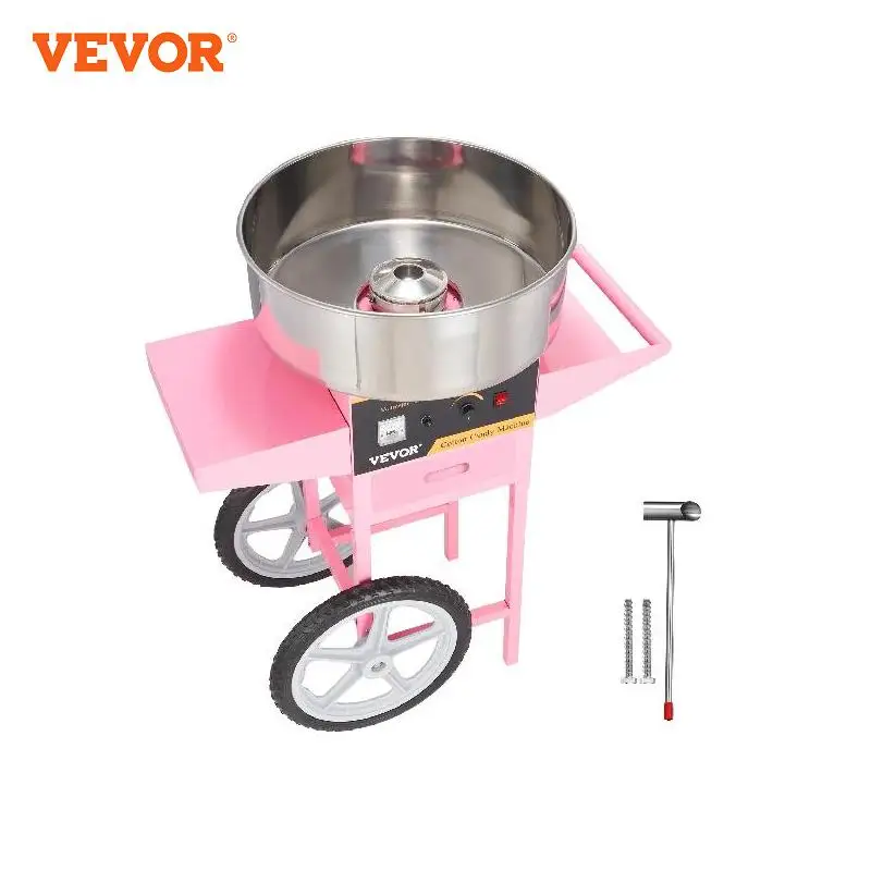 VEVOR Commercial Candy Floss Maker Cart with Stainless Steel Tray 21 Inch Food-grade Stainless Steel Bowl for Wedding Party Use