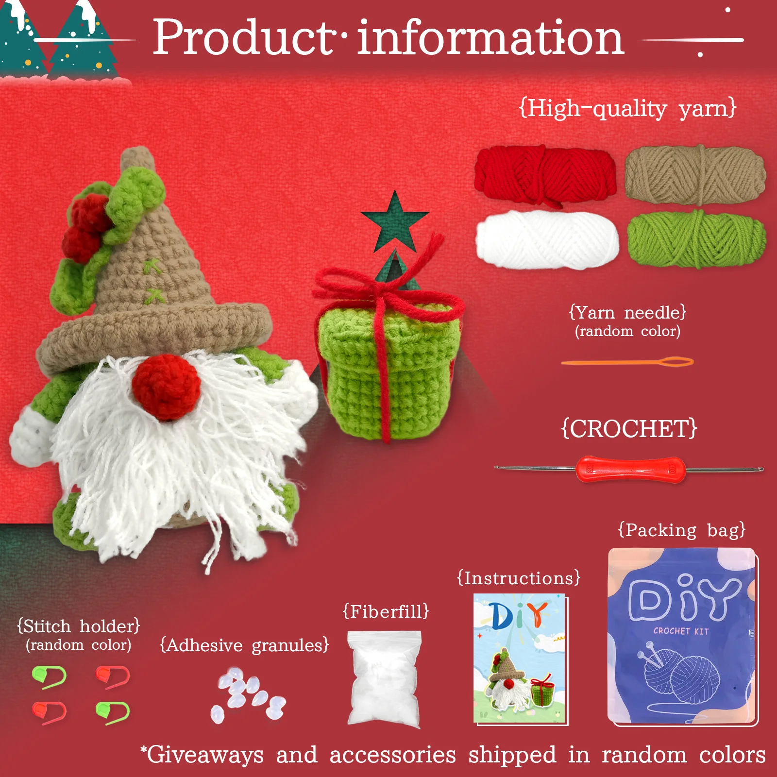 YAMAXIN 2PC Christmas Themed Crochet Kit for Beginners Easy Craft Tool Set Knitting Arts And Crafts Project view 3