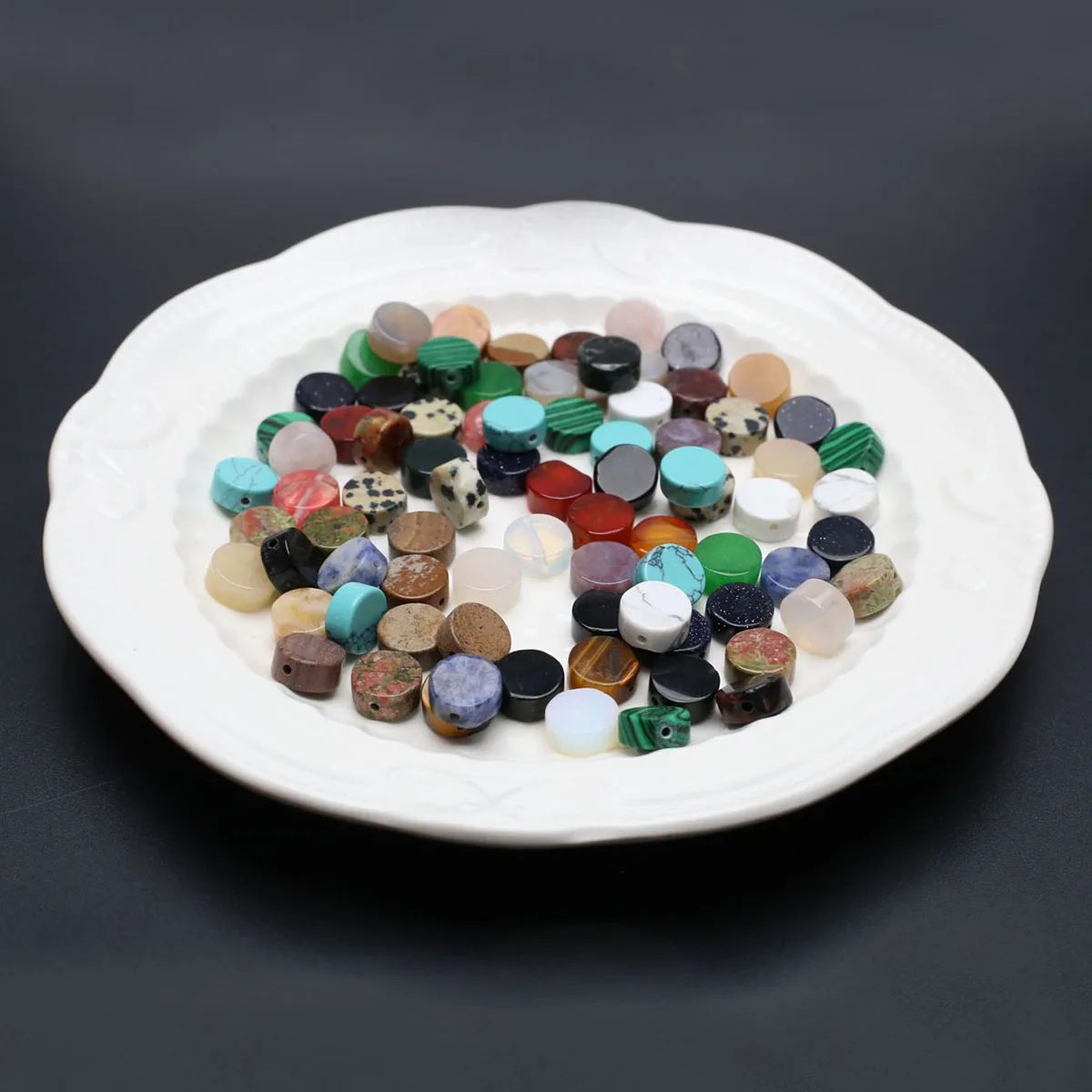 100PCS Wholesale Flat Round Loose Spacing Beaded Jewelry Making DIY Necklace Earrings Accessories Gift