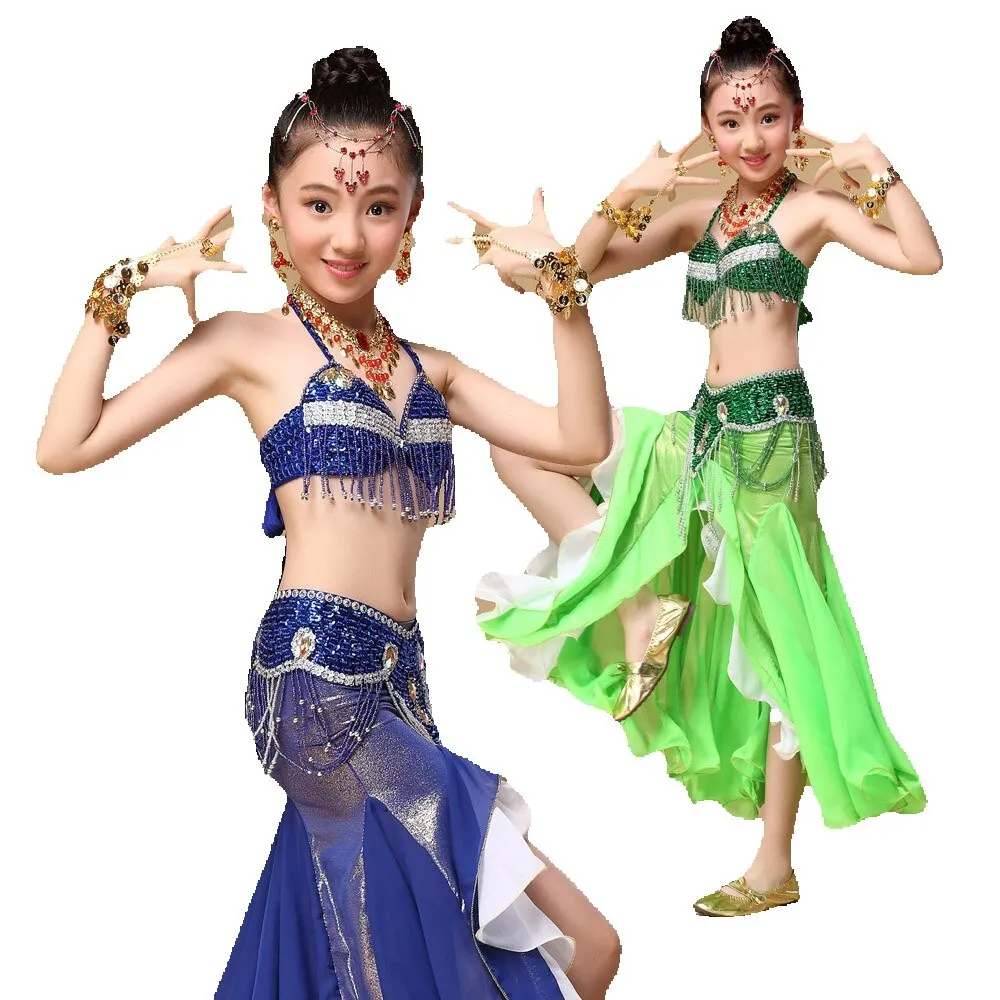 New Style Belly dance costume clothes wear kids dance child bellydance children gift indian dance 2pcs-3pcs Bra&Belt&Skirt CW001