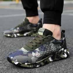 Big Size 45 Men Casual Shoes Light Breathable Mesh Shoes Men Sneakers Lace-Up Camouflage green Outdoor Walking Mans Footwear