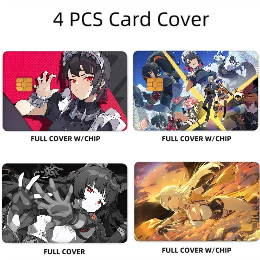 GAME Zenless Zone Zero Anime Cartoon 1 Set Of 4 Pcs Sticker Film Skin For Credit Card Debit Bank Bus Card