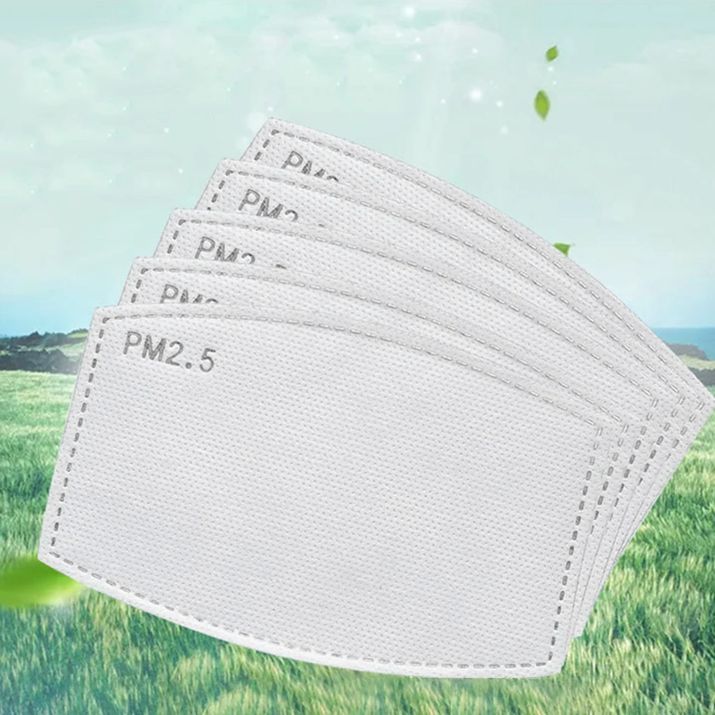 

100 шт. профессиональных гипоаллергенных тканевых фильтров PM 5 с активированным углем для масок для лица, 20 шт. для взрослых, 12x8 см