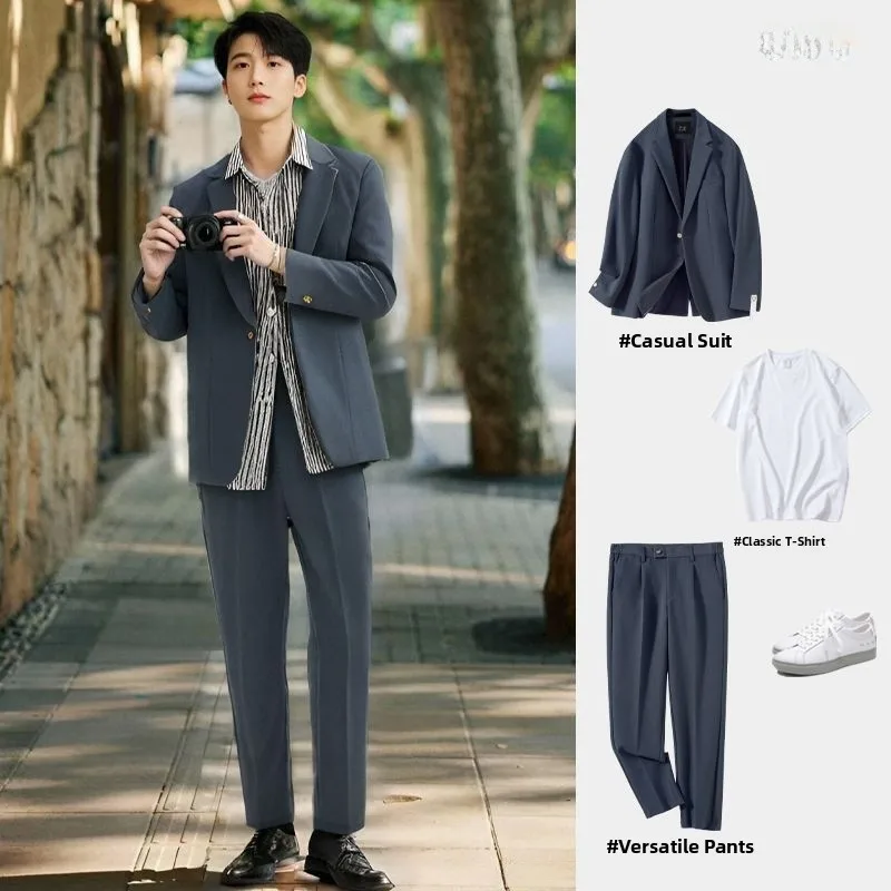 

New Dimension Casual Men's Suit Set Trendy Loose Fit Lightweight Maturi Sle High-End Feeling Busin Casual Suit