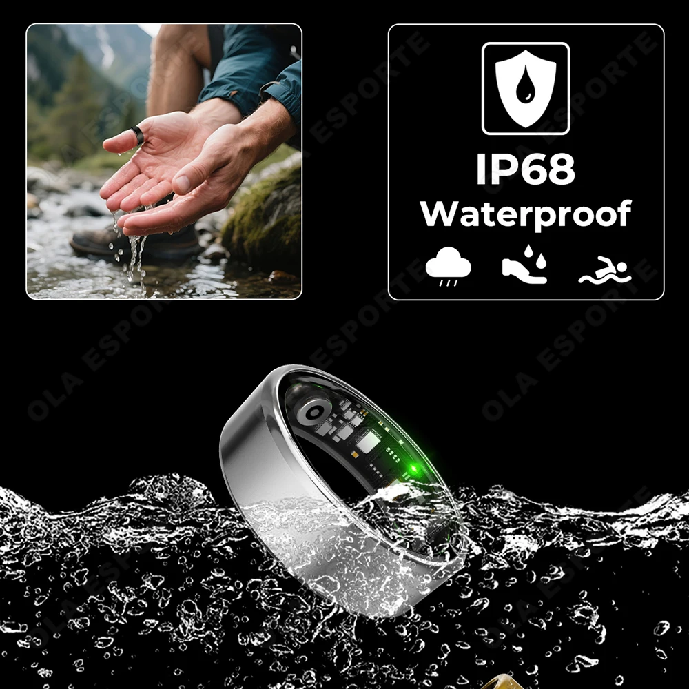 New Fashion Smart Ring 5ATM Waterproof Pedometer Multiple Sports Modes Fitness Rings Heart Rate Sleep Monitoring For Android IOS