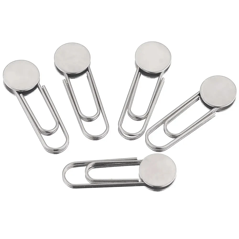 10pcs Stainless Steel Paper Clips Flat Blank Base 10mm Resin Glass Cabochons Bezel Safety Pins Collar Pin Jewelry Parts Bulk