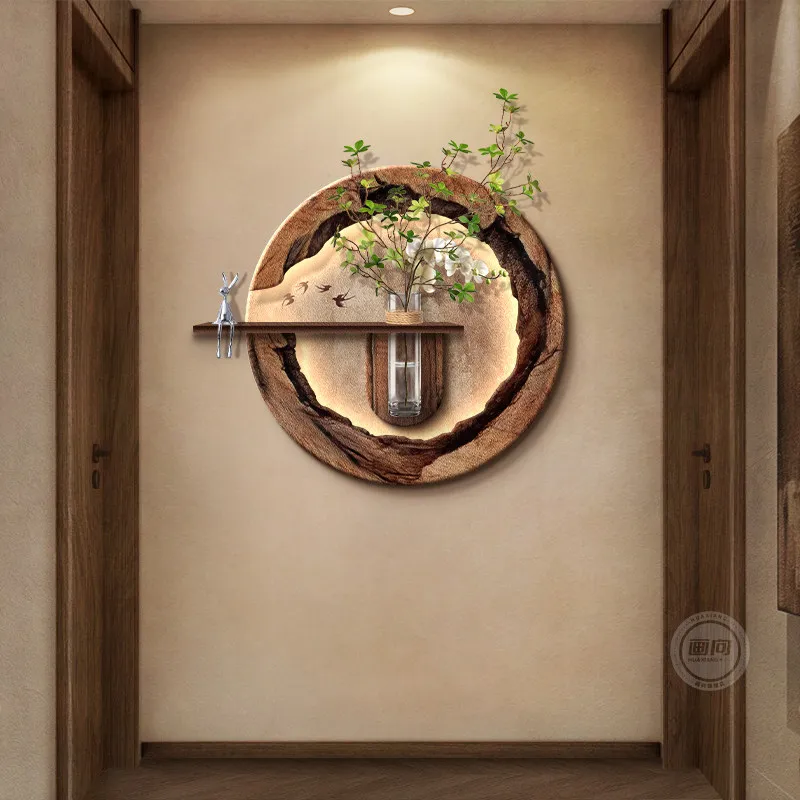 Middle ancient style decoration, hydroponics, green plants, corridors, corridors, hanging paintings, sandstone walls, light pain