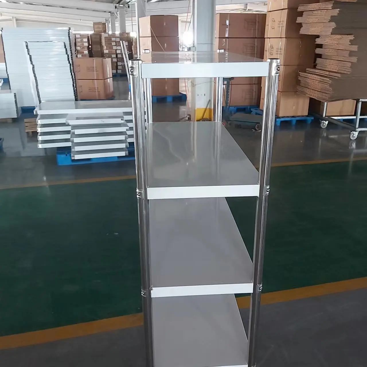 Multi-layer kitchen display stand Stainless steel 201/304 4-layer storage rack, capacity 500kg, easy to assemble