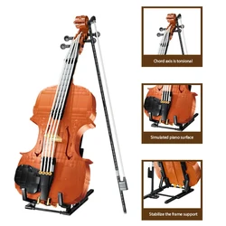 Creative Classic Idea Artist Violin Building Blocks Collection Musical Instrument Model Assembly Bricks Toys Childrens Girl Gift