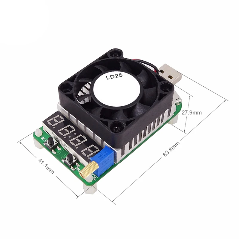 LD25 LD35 USB Electronic Load Tester Multifunctional Digital Voltage Current Meter Battery Tester Adjustable Resistor with Fan