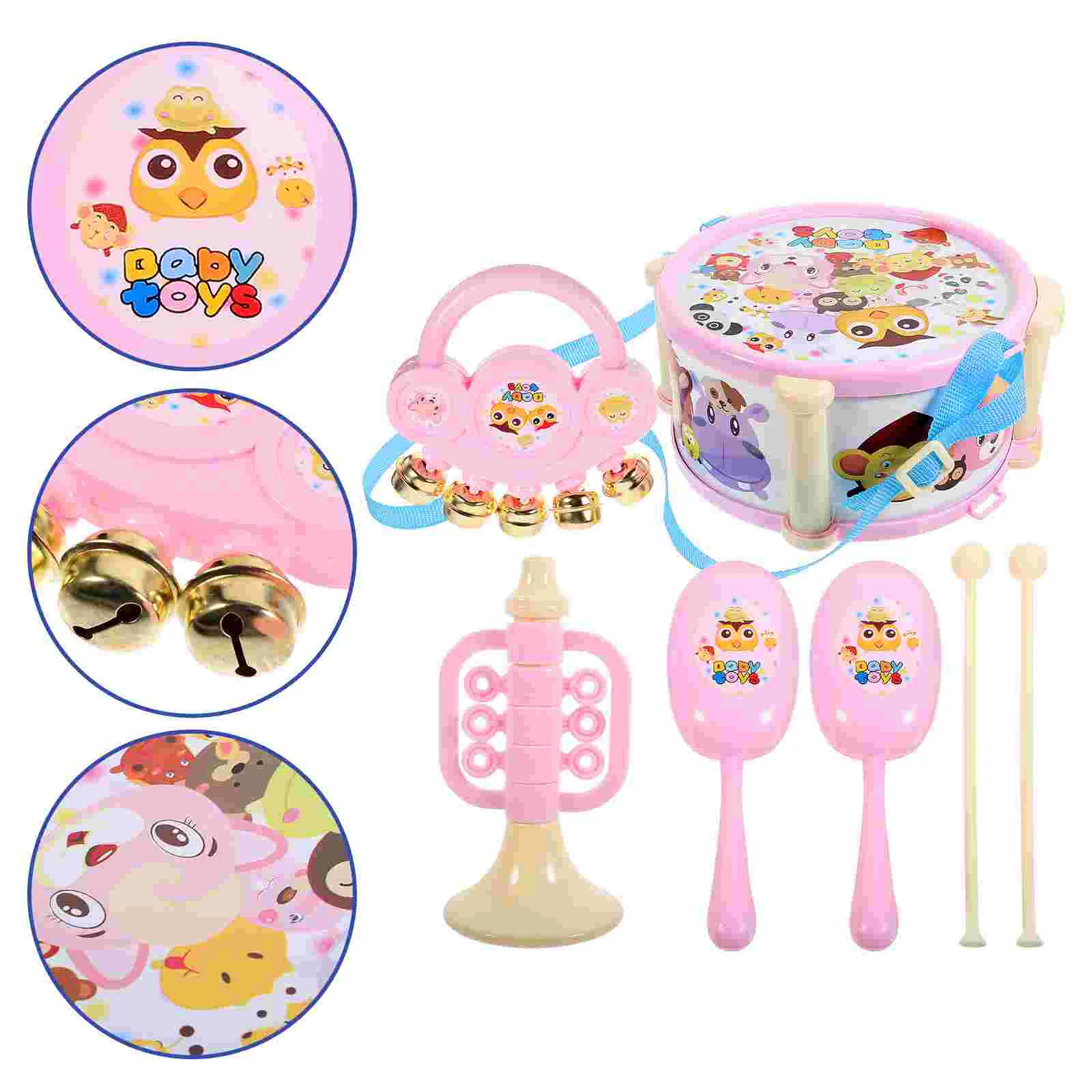 1 Set of Beat Drums Toy Creative Kid Musical Instruments Toy for Baby Kid Child (Pink) Toy Drums Creative Drums Toy