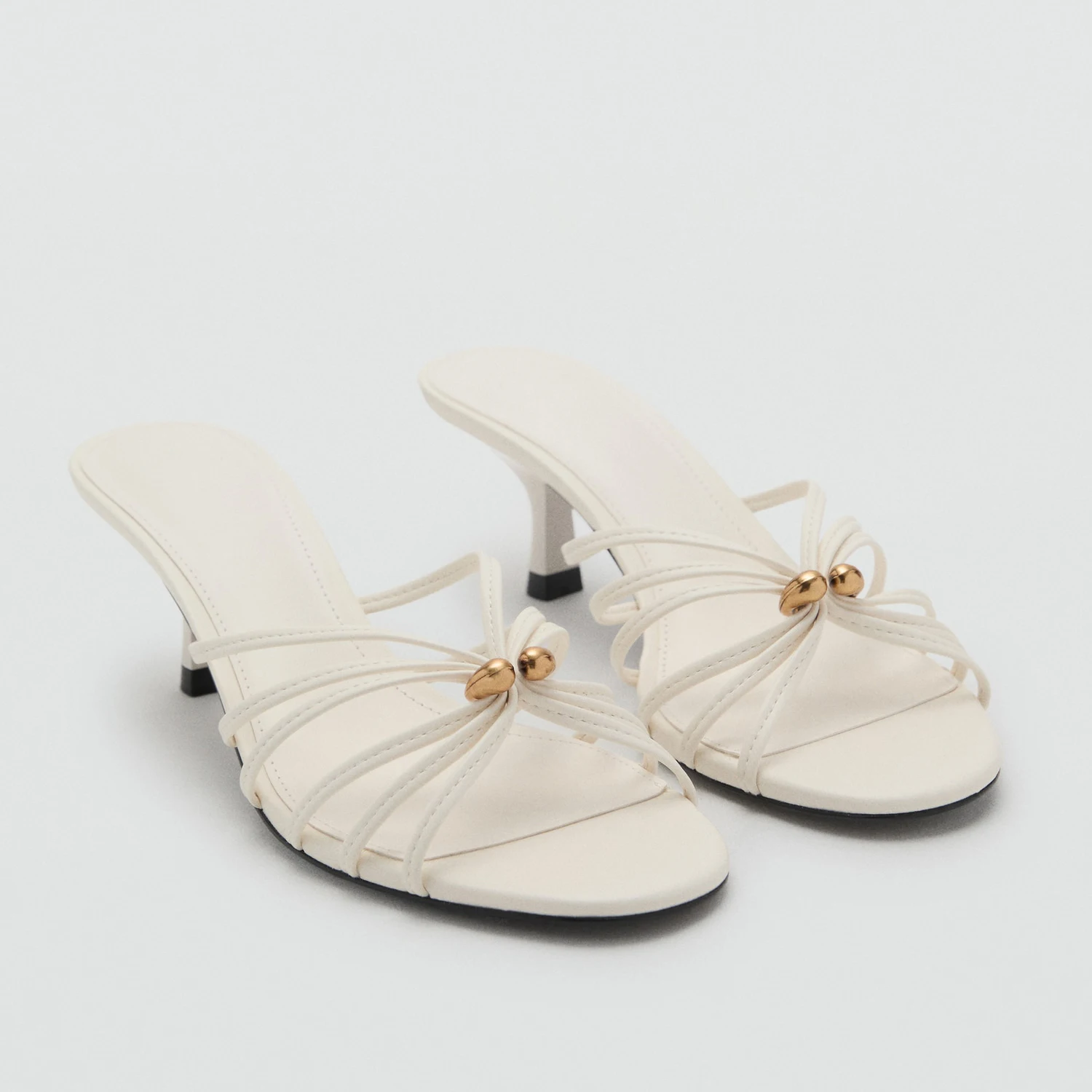 MANGO Women's Summer Thong Sandals Fine Heel Metal Decorated  Heel Outdoor Wear Holiday Style Open-Toe Slim Heel Sandals
