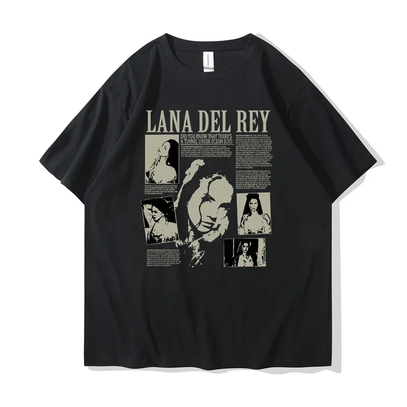 Singer Lana Del Rey Music Album Did You Know That There's A Tunnel Under Ocean Blvd Oversized T-shirt Men Women Fashion T-shirts