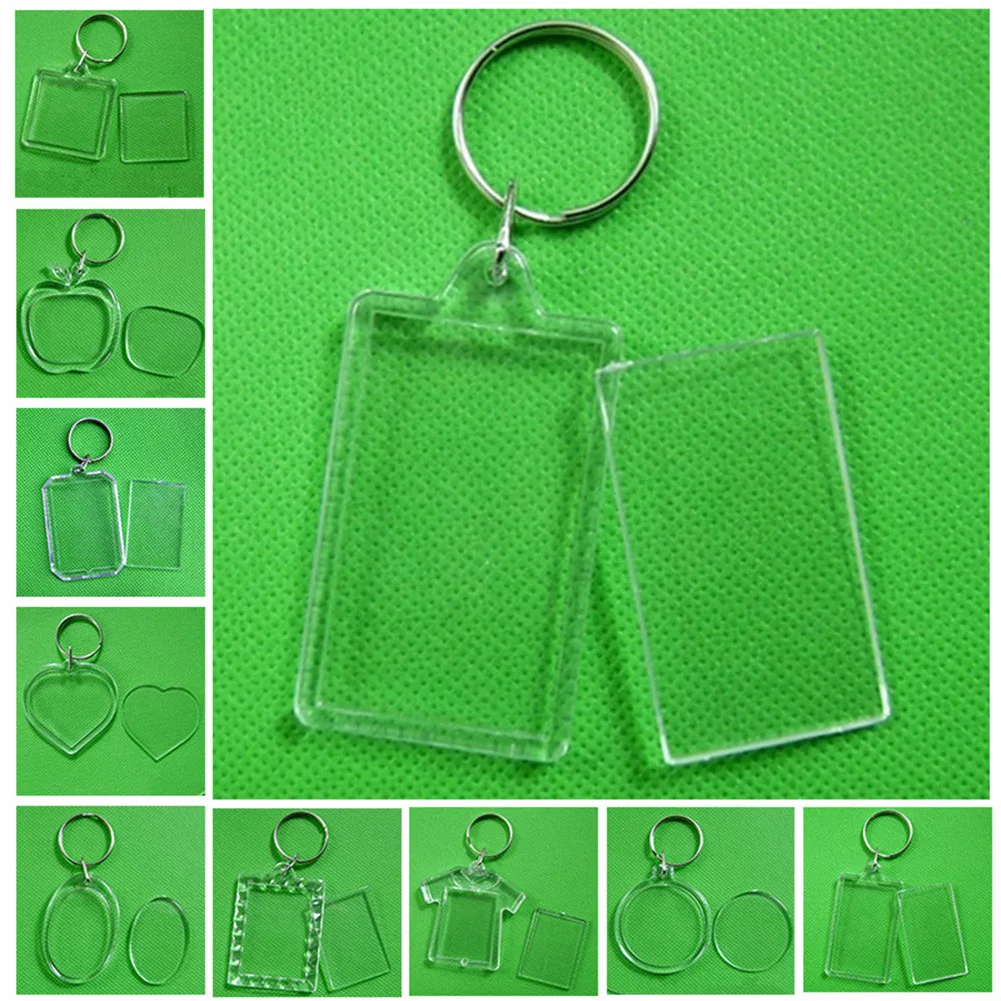 1PCS Clear Acrylic Photo Frame Keychain Photo Insert Keyrings Blank Rectangle for Double-Sided Photos DIY Supplies