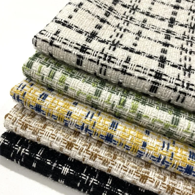 

Plain Tweed Fabric By The Meter for Clothing Jackets Skirts Dresses Coats Suits Handmade DIY Sewing Cloth Soft Green Yellow