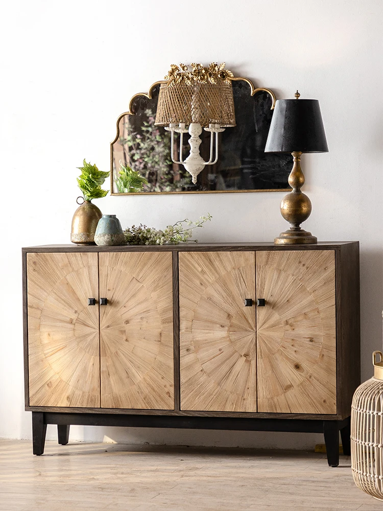 

American retro entrance cabinet solid wood sideboard cabinet against the wall living room is an old decorative cabinet locker.