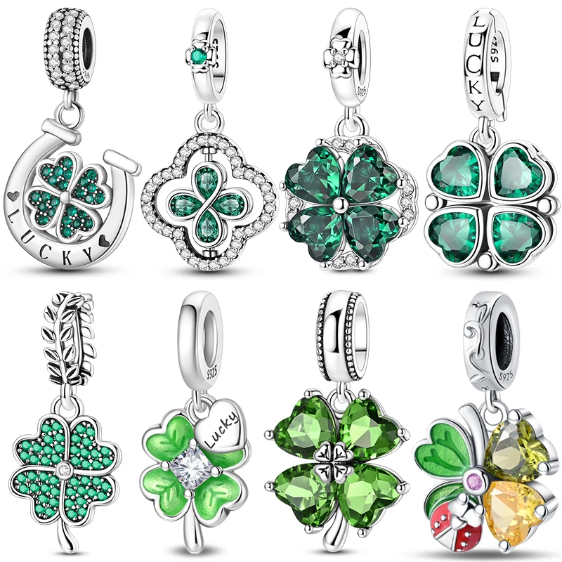 925 Sterling Silber Mode-Kleeblatt-Anhänger Funkelnder CZ Zirkon Anhänger Passend für Original-Armband DIY Damen Schmuck
