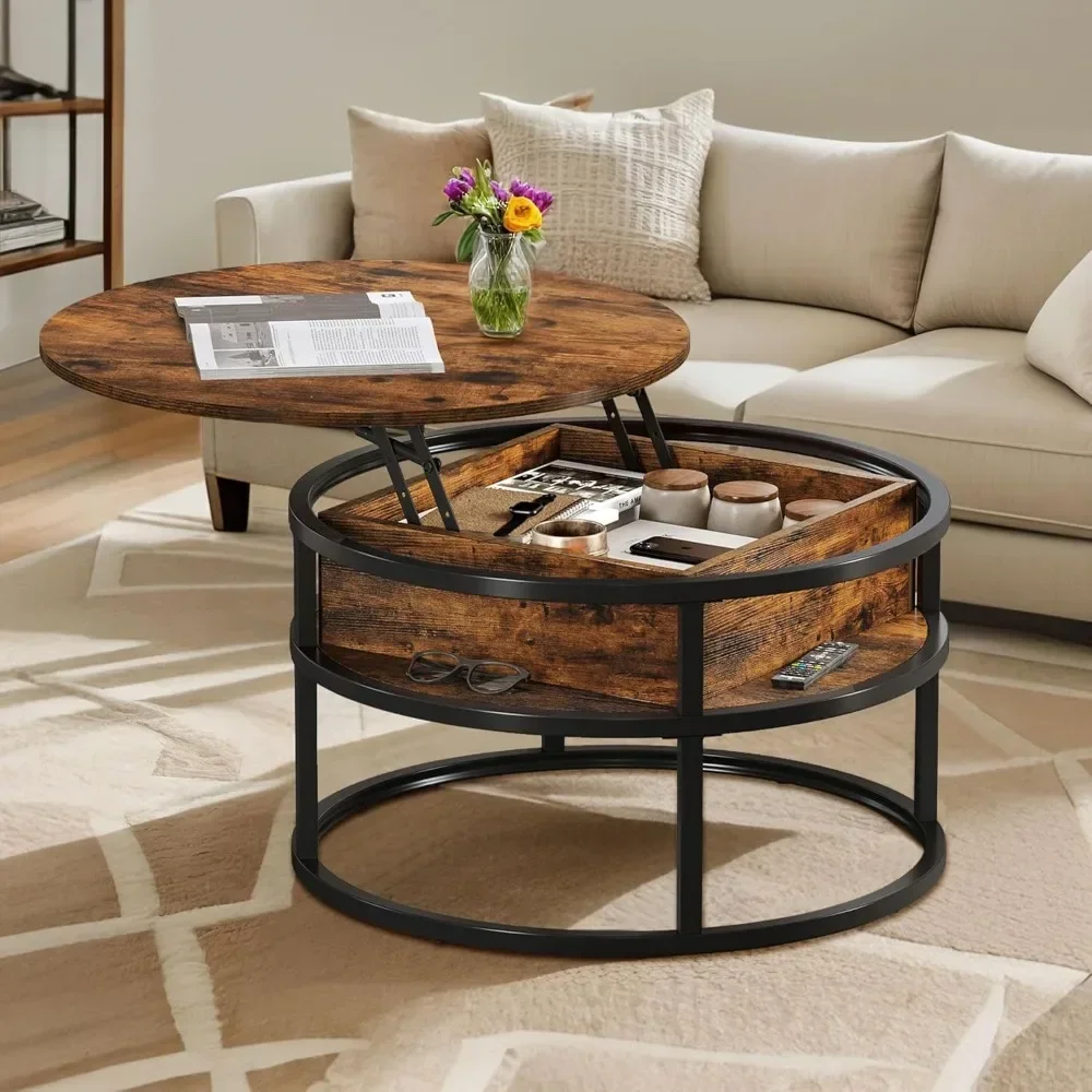 Coffee Tables for Living Room, Lift Top Coffee Table with Storage and Hidden Compartment,Small Rustic Coffee Table