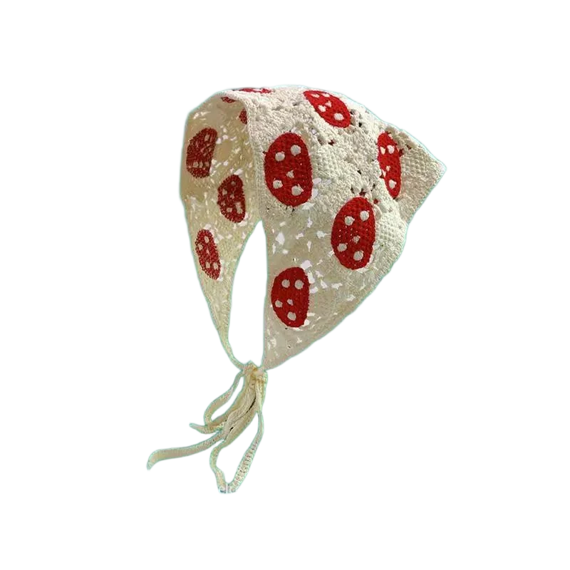 Haarband Damen-Haarschmuck, modischer gestrickter, gehäkelter, hohler Dreiecksschal, süßes und süßes, florales Kopftuch im Girly-Stil – Detail 15