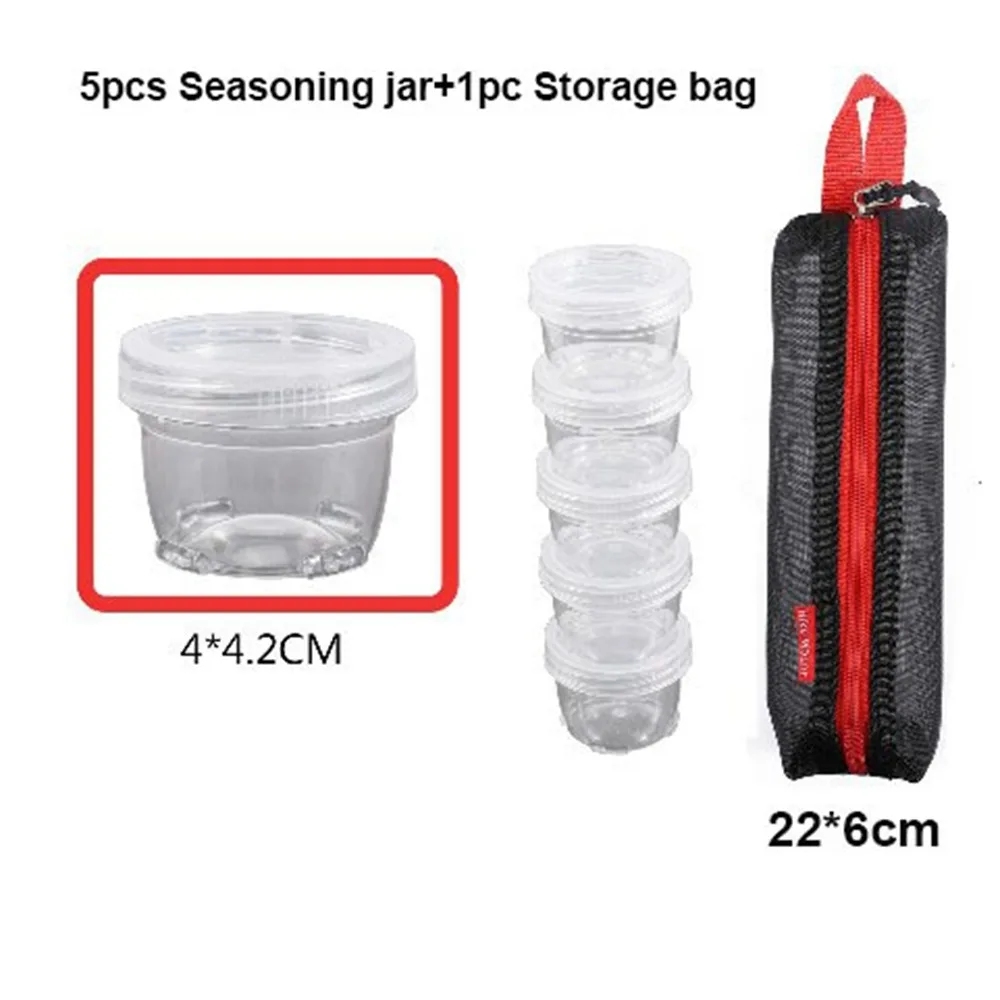 

1/2/3/5pcs Portable Camping Seasoning Kit Mulistyles PET/Stainless Steel Clear Seasoning Bottles Travel Condiment Container Set