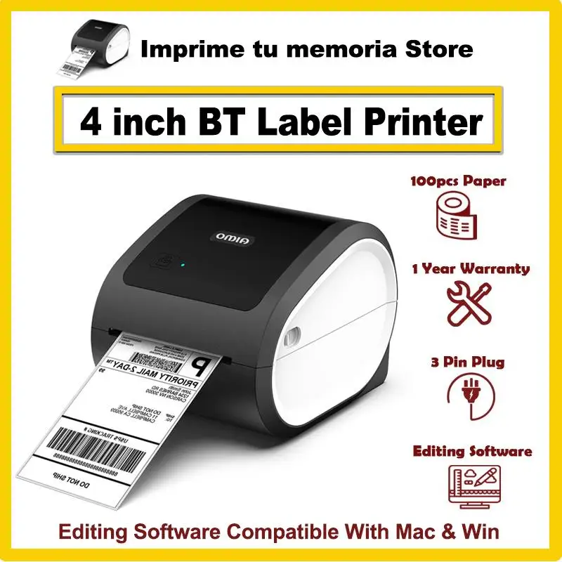 Top! D520 4 Inch Shipping Label Printer Thermal Printing No Need Ink USB & Bluetooth Connect With Computer Phone Waybill Printer