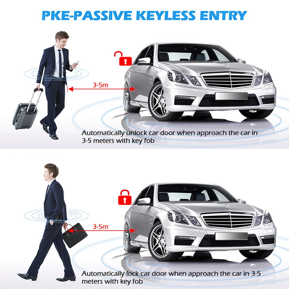 Germany Spy One Touch Push Button PKE Car Alarm System Remote Engine Start Security Passive Keyless Entry Gasoline Diesel LA5