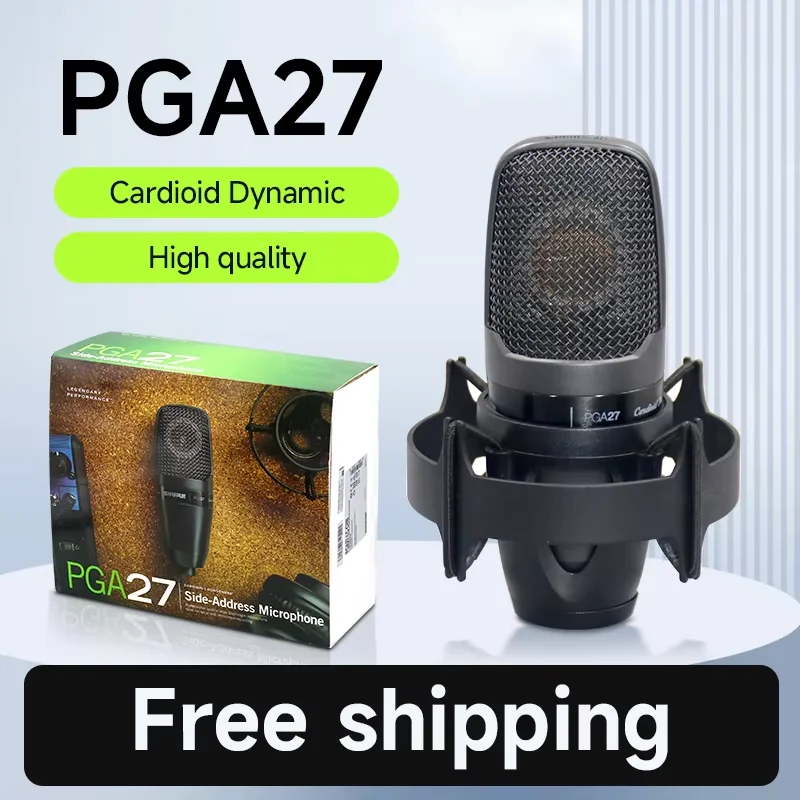 PGA27 Large Diaphragm Side Address Cardioid Condenser Microphone USB Studio Recording for Vocal Instrument Podcast Streaming