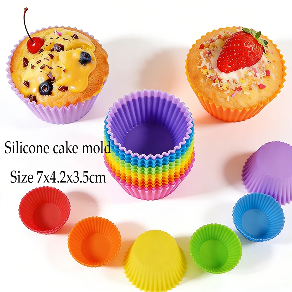 6-30pcs Silicone Muffin & Cupcake Molds Set , Non-Toxic Round Baking Cups 7x4.2x3.5cm, Perfect Home Kitchen Gift Upgrade