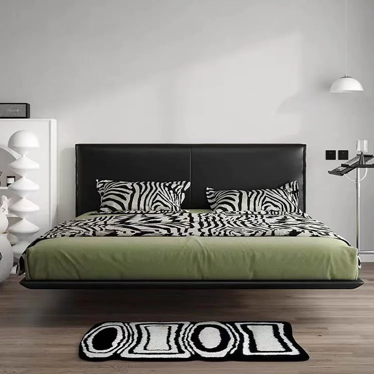 

Italian minimalist suspension bed Modern minimalist leather bed Light luxury master bedroom