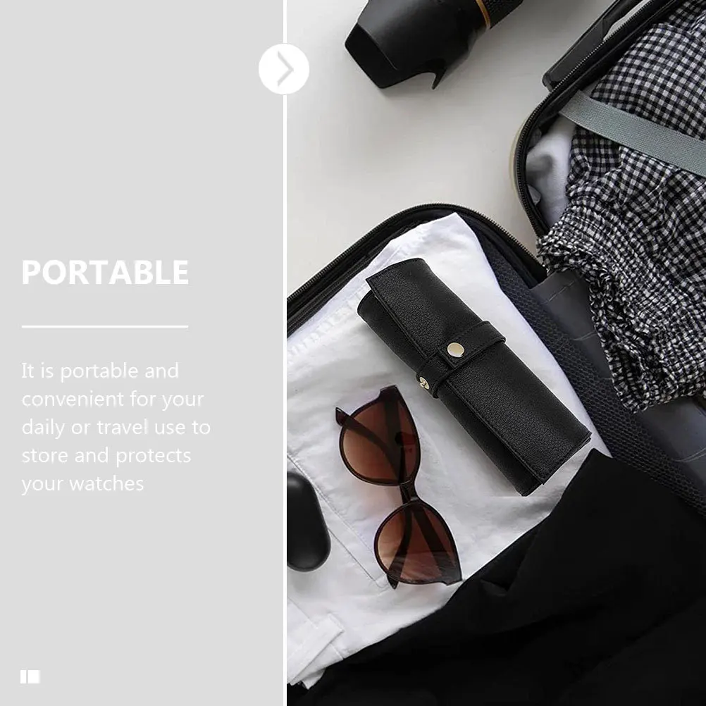 

Reusable Watch Roll Pouch Compact Portable Watch Organizer Buckle Strap for Watches Accessories Storage