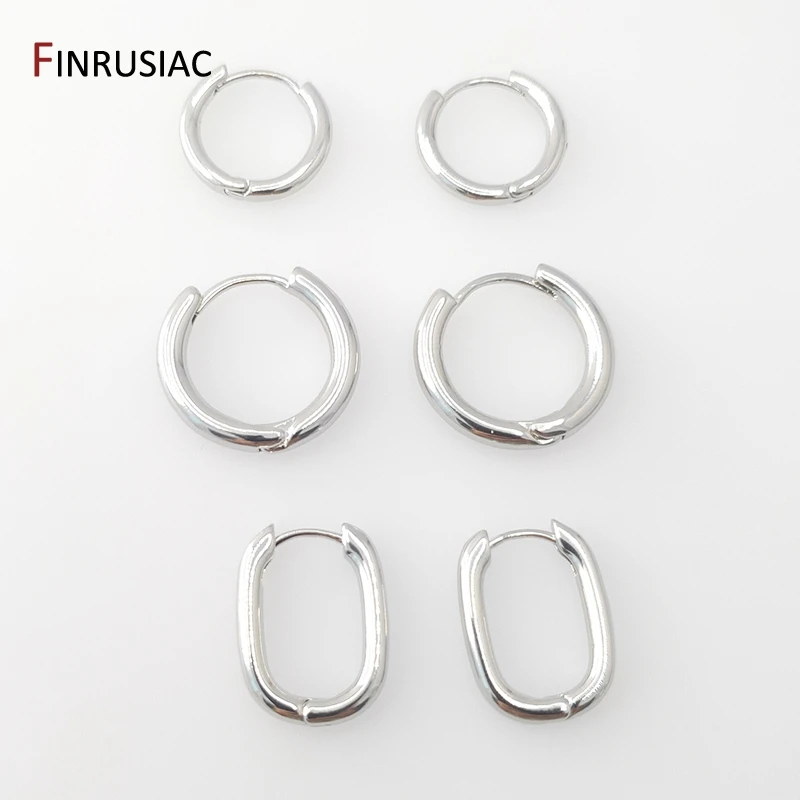 Rhodium/Gold Plated Simple Hoop Earrings for Women Circle Piercing Round Ring Earrings Fashion Jewelry wholesale